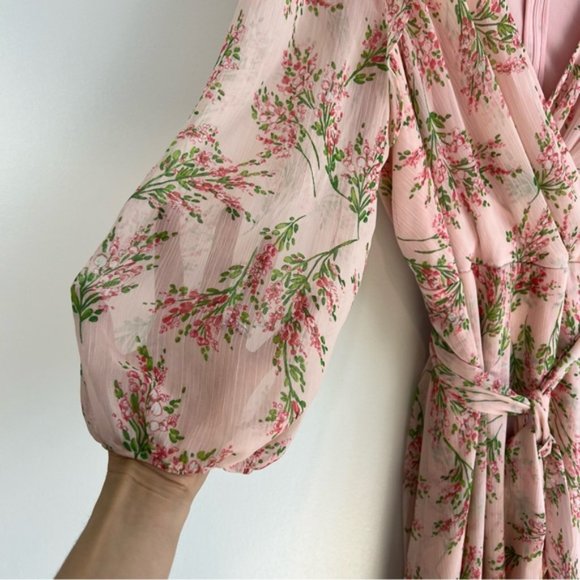 Tommy Hilfiger Chapan Bouquet Chiffon Midi Dress Size 12 NWT Pink Floral - Picture 6 of 16